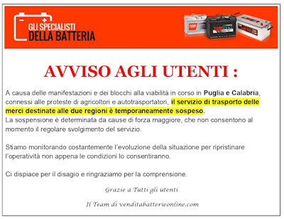 SPEDIZIONI SOSPESE PER SCIOPERI 2